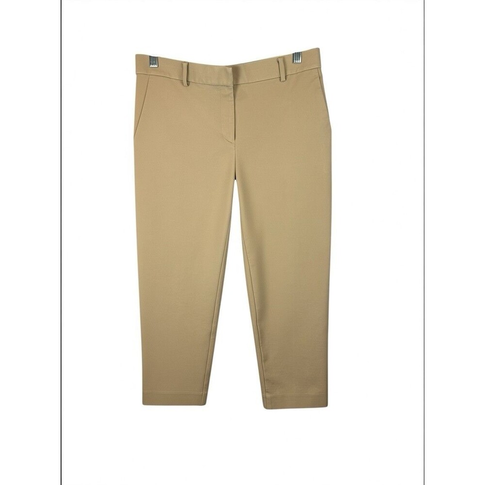 Ann Taylor Eva Curvy 8P Khaki Pants Slim Straight Leg Cotton Stretch Petite